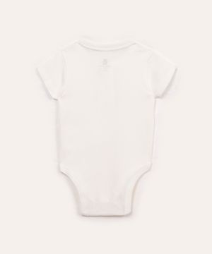 body de algodão infantil texturizado manga curta off white