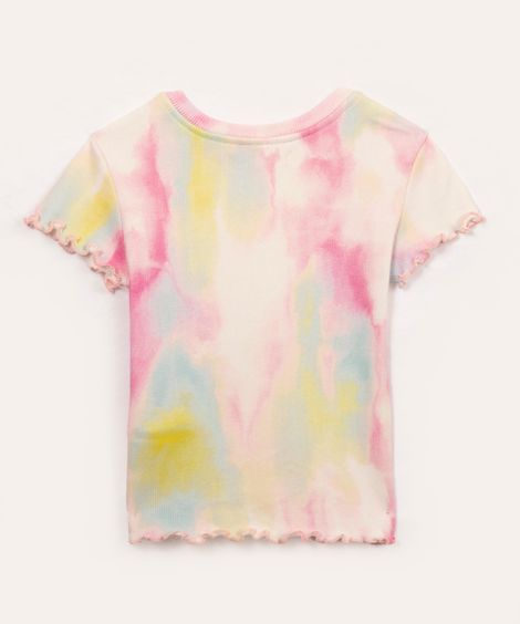blusa infantil tie dye manga curta frufru colorido
