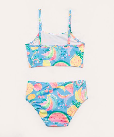 biquíni infantil halter neck frutas proteção uv azul