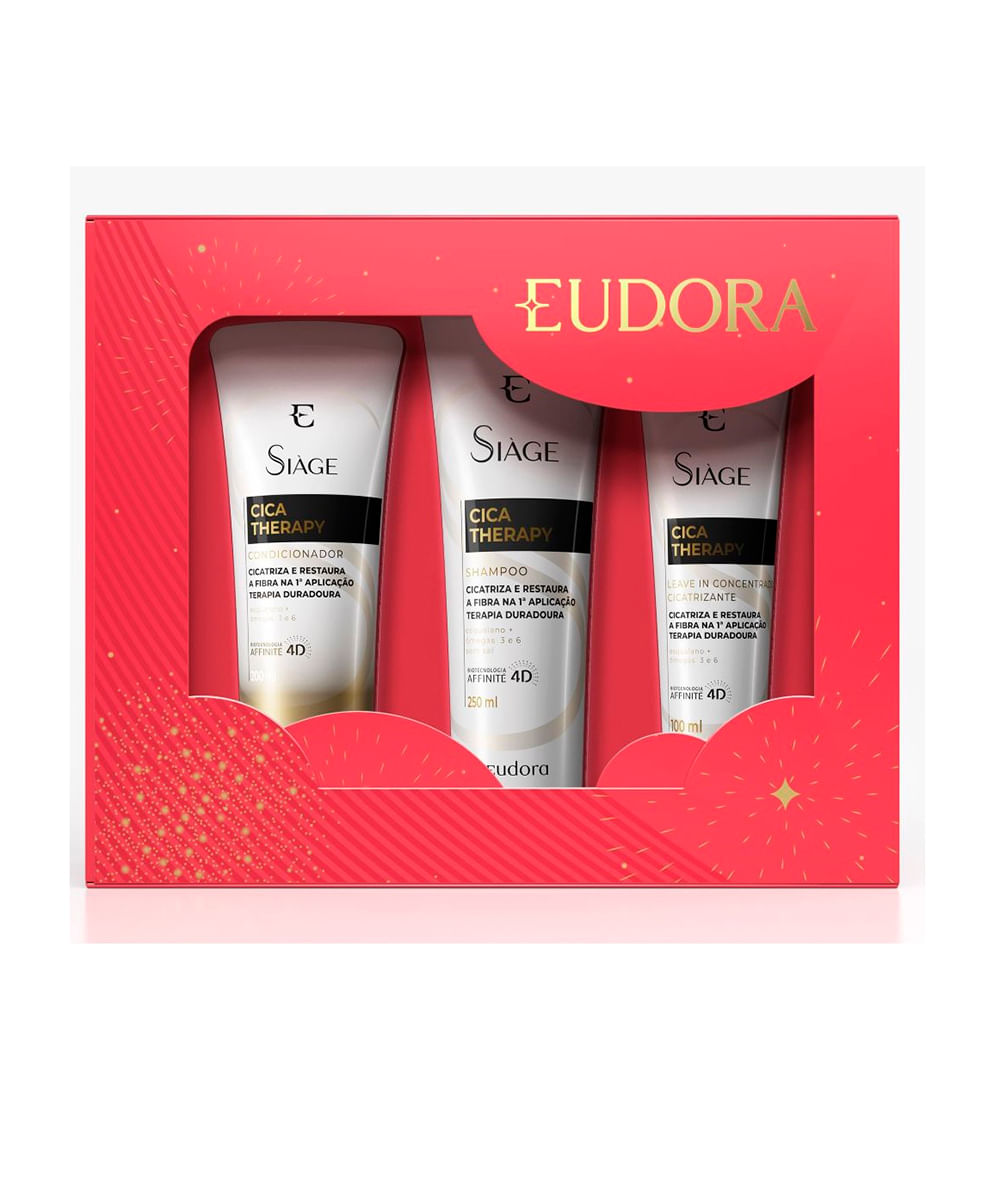 kit eudora siàge cica therapy shampoo 250ML com condicionador 200ML e leave in 100ml
