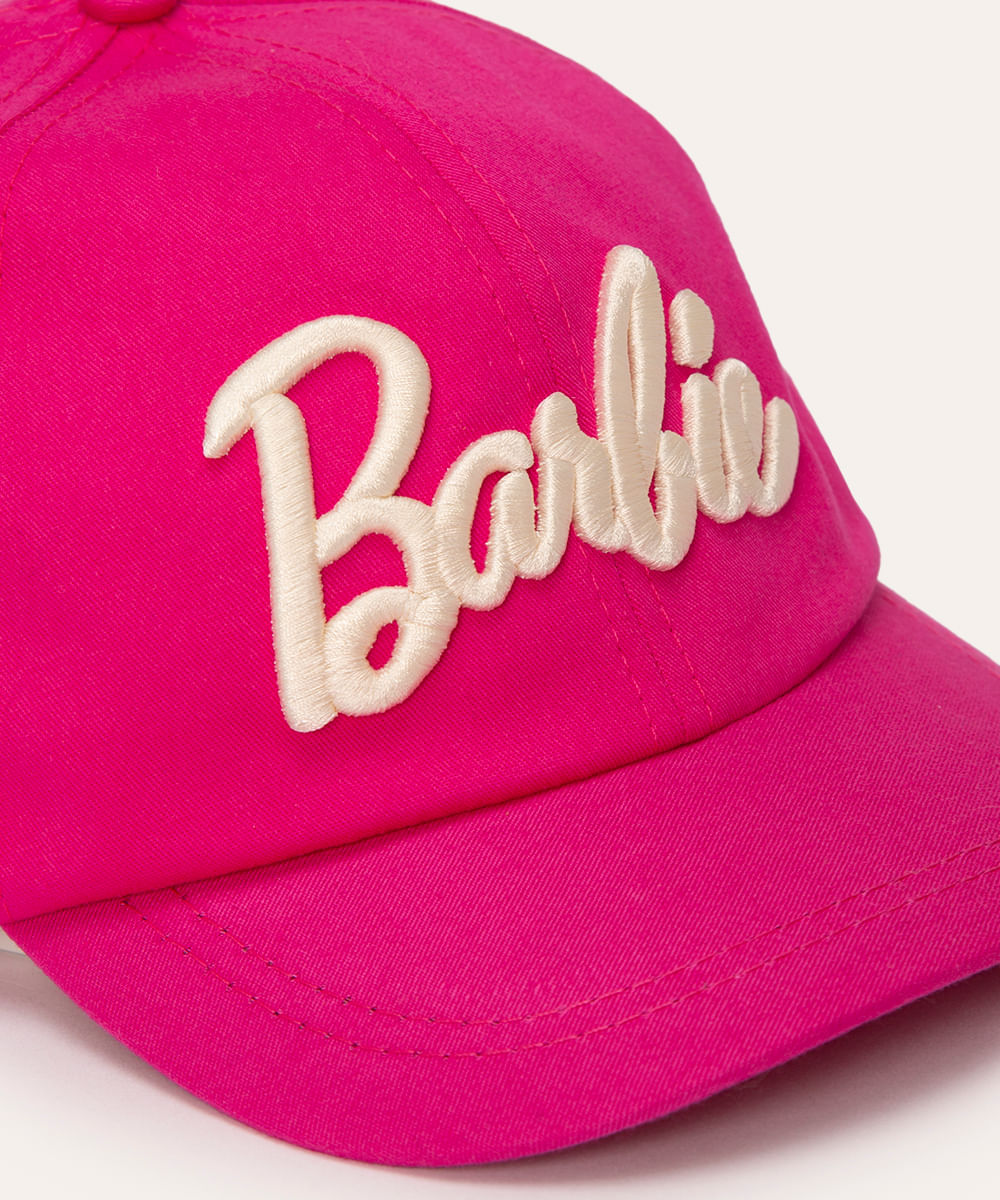 boné infantil de sarja bordado barbie aba curva rosa