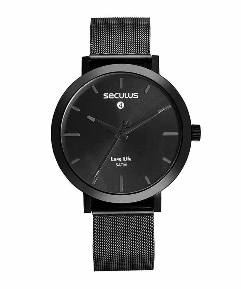 relógio analógico seculus 44125GPSVPA3KE com pulseira preto