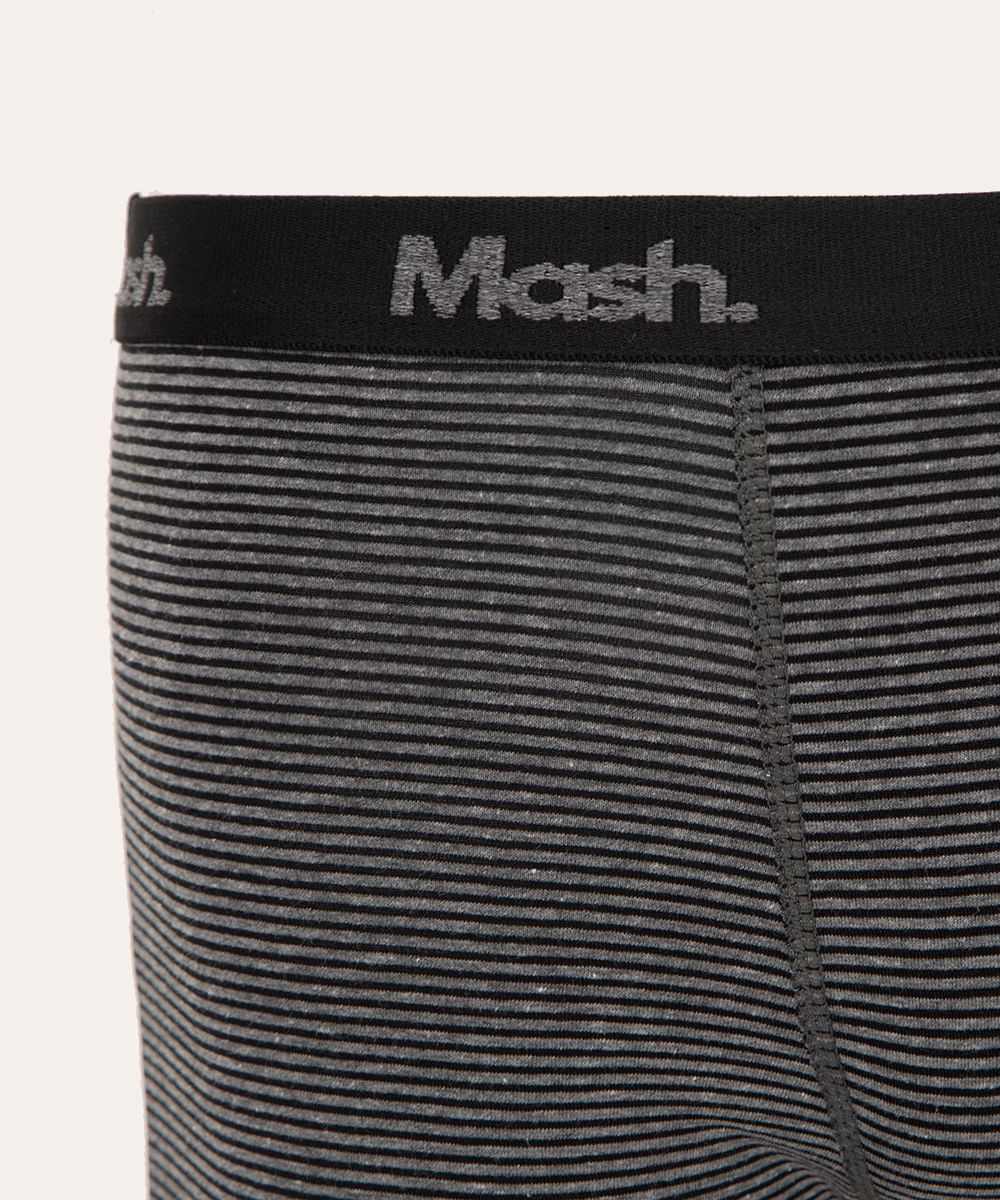 kit de 3 cuecas boxer listradas mash cinza mescla escuro