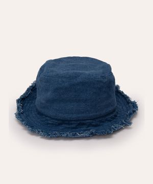 chapéu bucket com desfiados azul médio