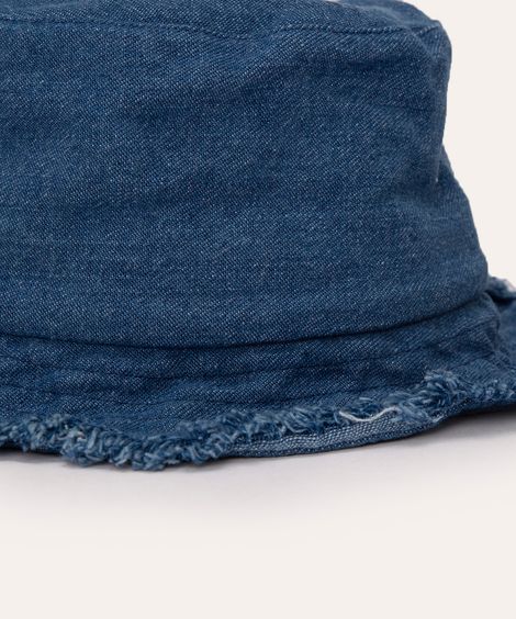chapéu bucket com desfiados azul médio
