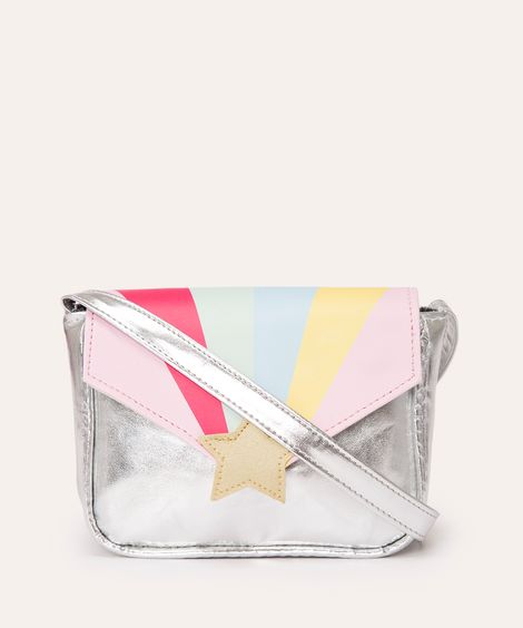 bolsa infantil arco íris estrela prata