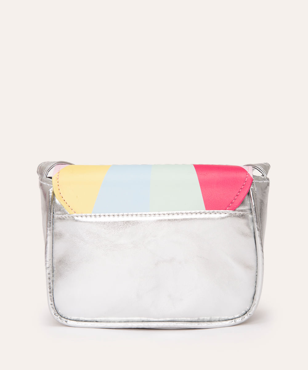 bolsa infantil arco íris estrela prata