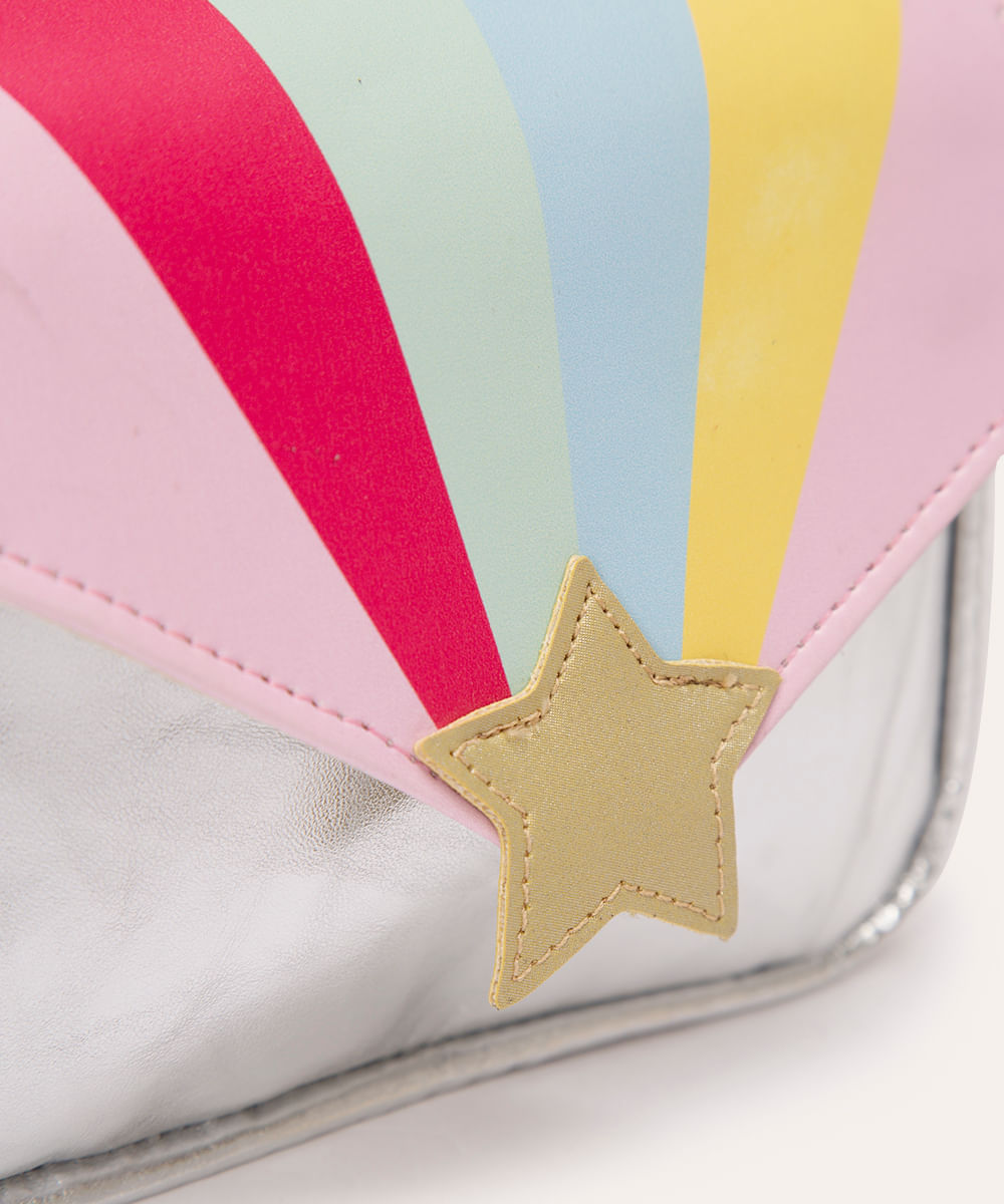bolsa infantil arco íris estrela prata