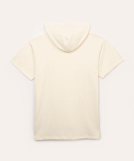camiseta de moletom juvenil com capuz manga curta off white