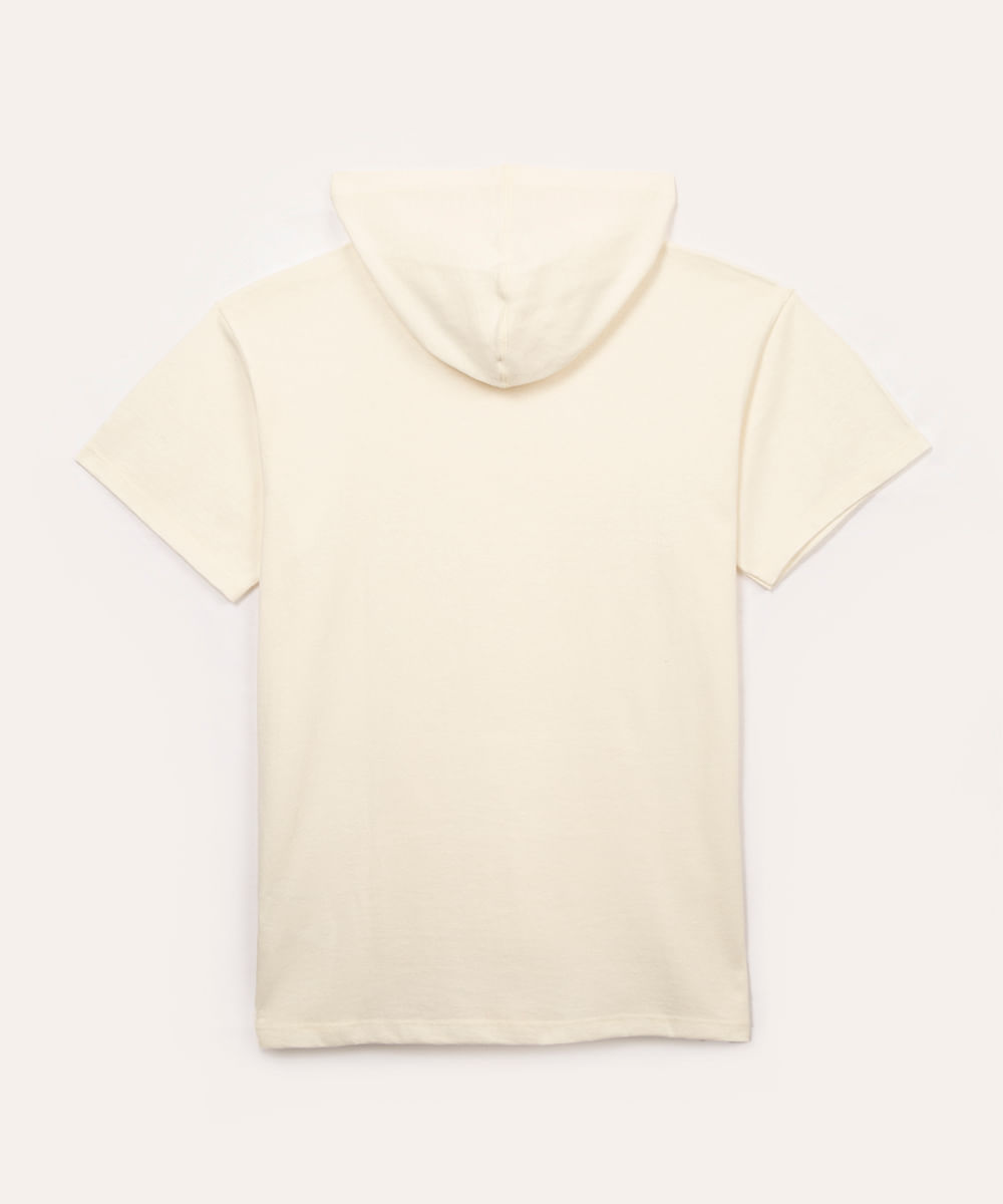 camiseta de moletom juvenil com capuz manga curta off white
