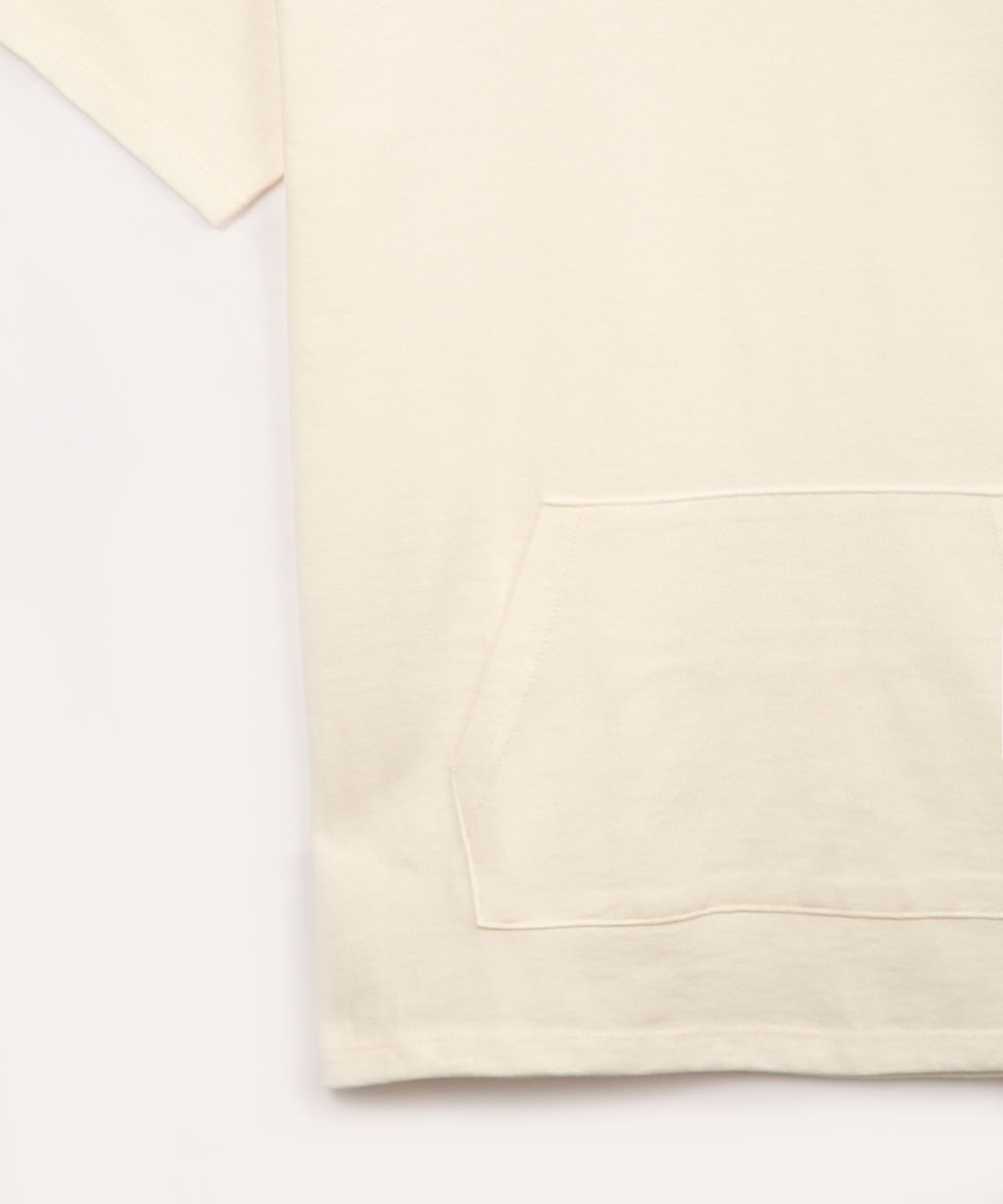 camiseta de moletom juvenil com capuz manga curta off white
