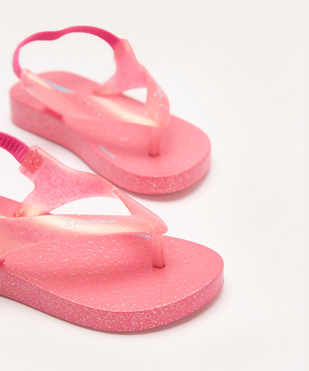 chinelo infantil glitter ipanema rosa choque