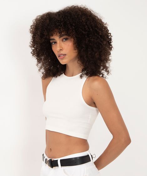 cropped halterneck de poliamida off white