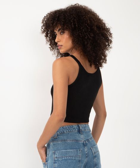 regata de tricot alça fina preto