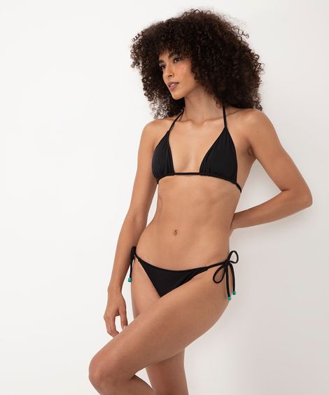 biquíni calcinha tanga laço cortininha com proteção uv preto