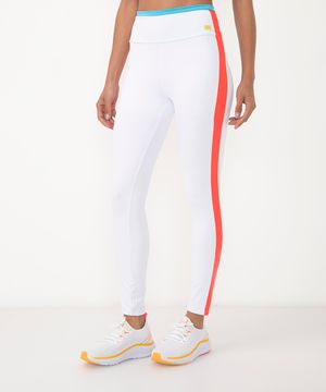 calça legging com recorte cintura alta esportiva ace branco