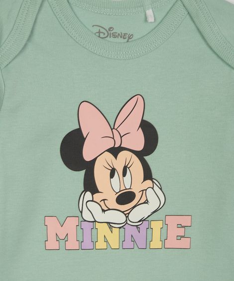 body de algodão infantil minnie manga longa verde