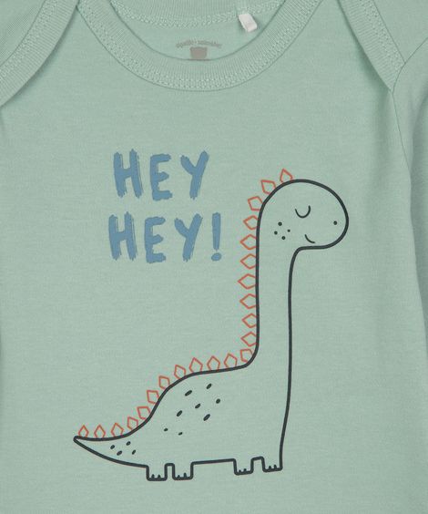 body de algodão infantil dinossauro manga longa azul