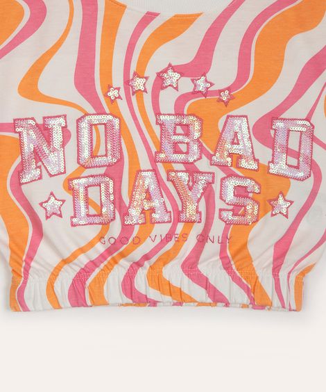 blusa de algodão infantil com paetê manga curta off white