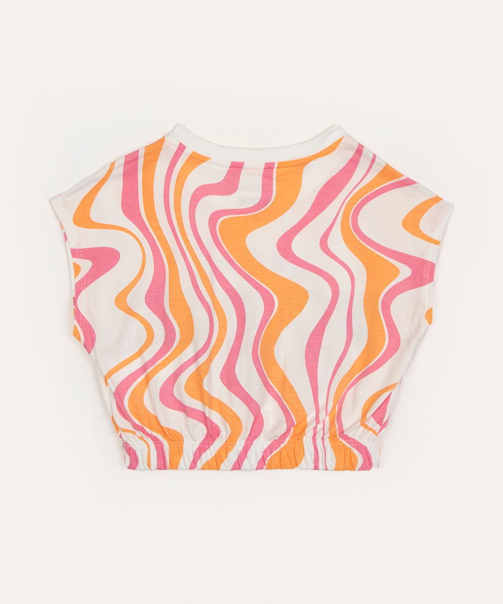 blusa de algodão infantil com paetê manga curta off white