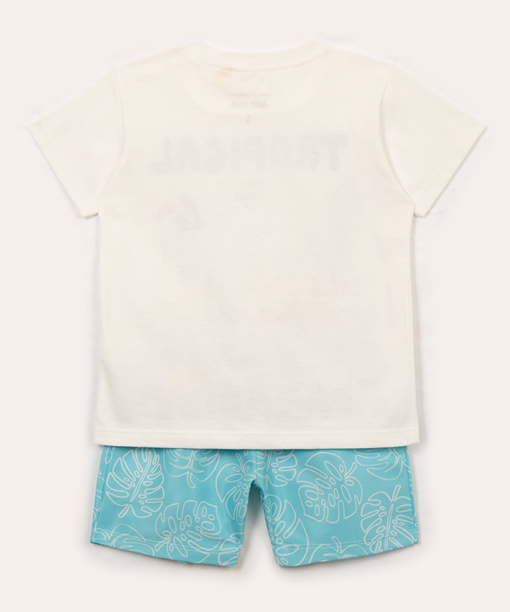 conjunto infantil tropical manga curta turquesa