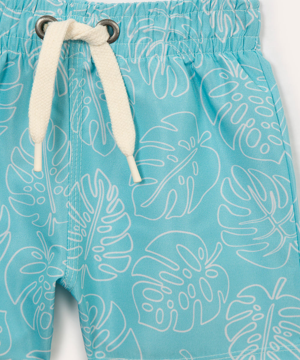 conjunto infantil tropical manga curta turquesa