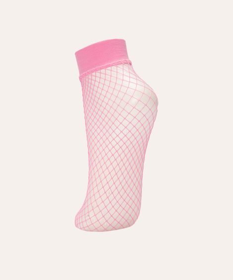 meia arrastão cano baixo rosa médio