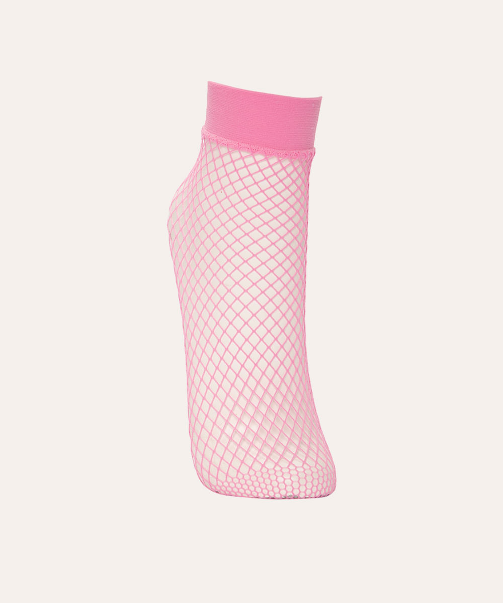 meia arrastão cano baixo rosa médio