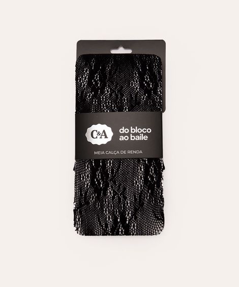 meia calça de renda preta