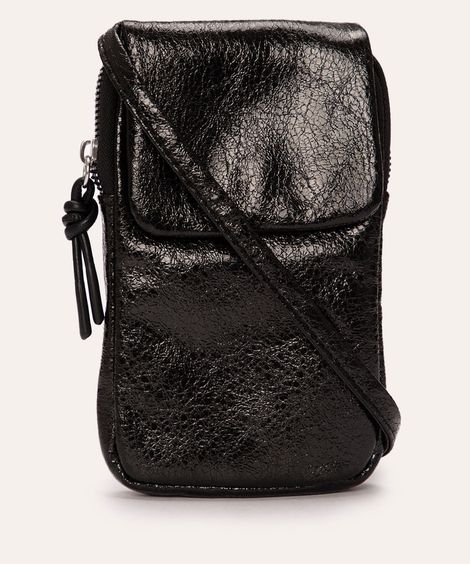 bolsa phone bag envernizada preta