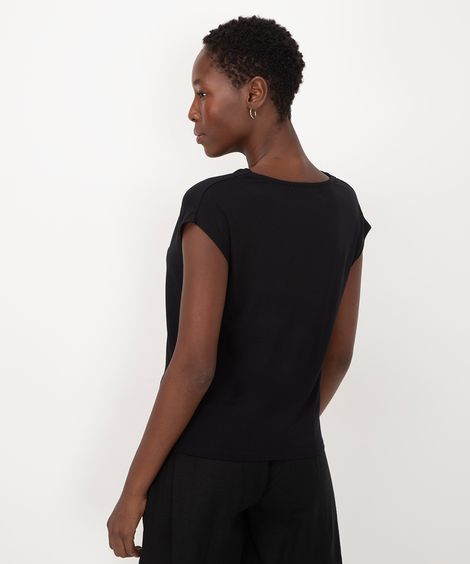 blusa gola degagê manga curta preto