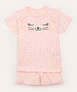 pijama de algodão infantil oncinha manga curta off white