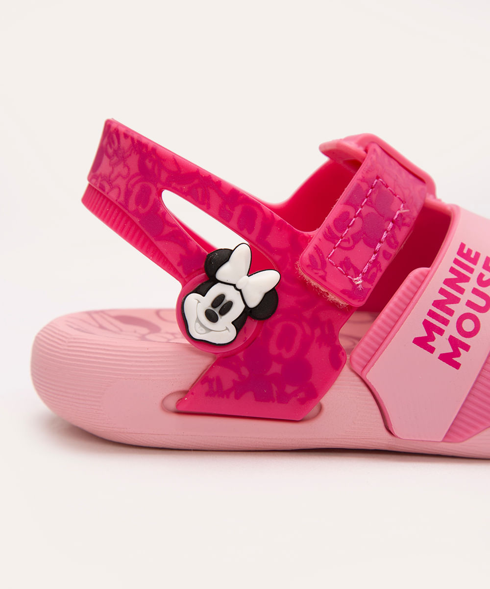 sandália infantil minnie mouse grendene rosa
