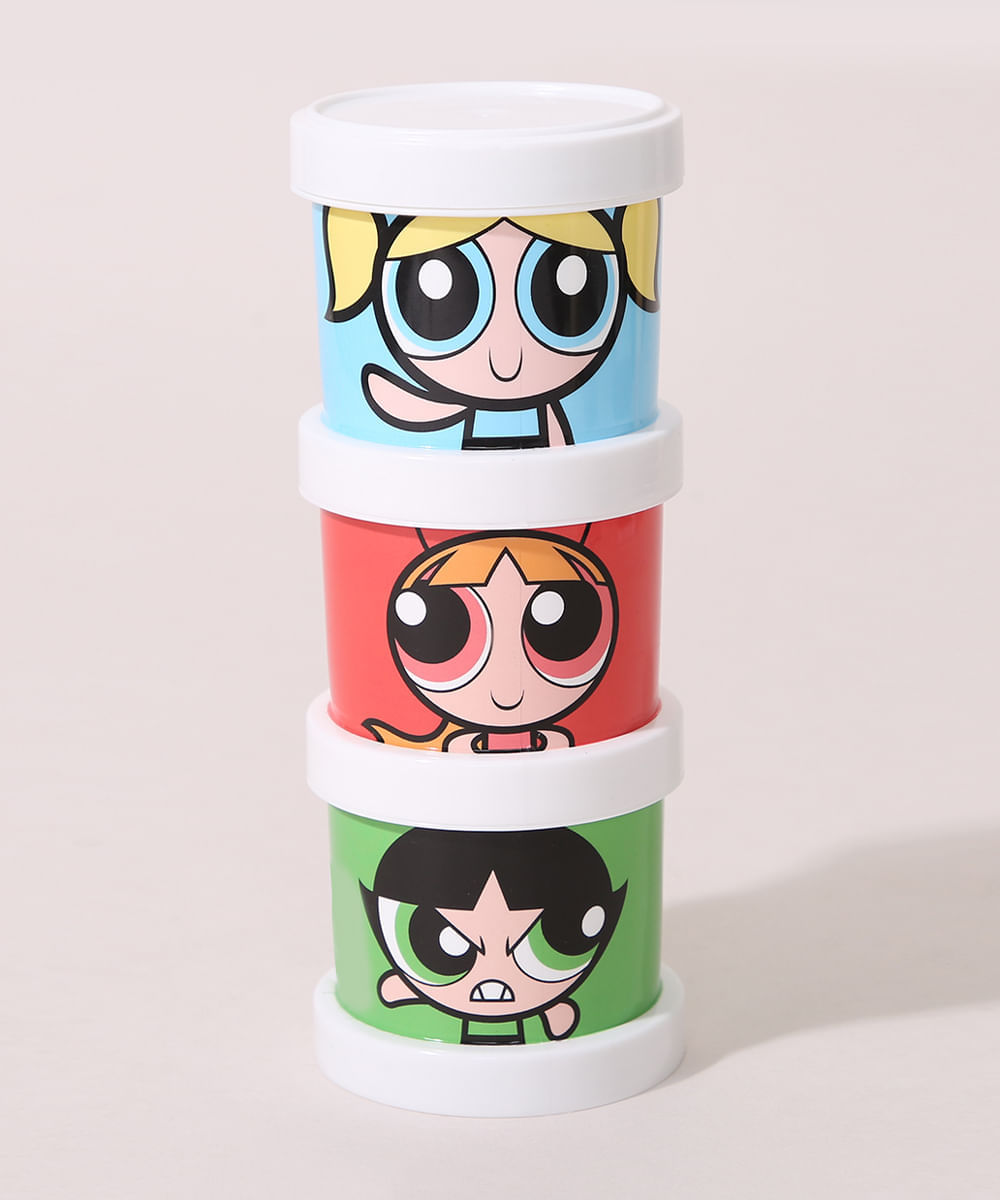 Kit de 3 Potes Plásticos As Meninas Superpoderosas Multicor