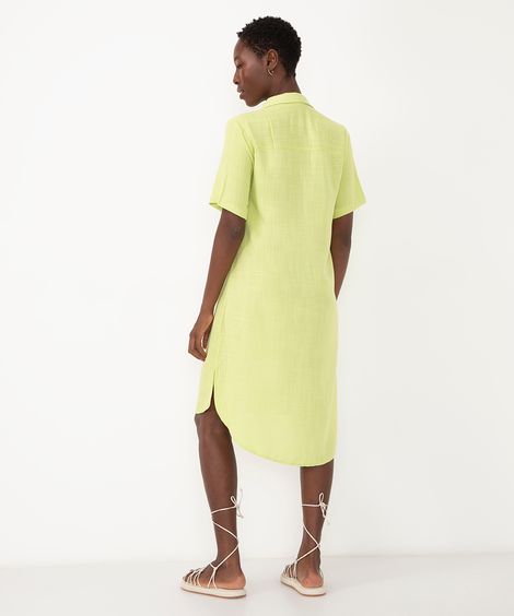 camisa de viscose alongada manga curta verde