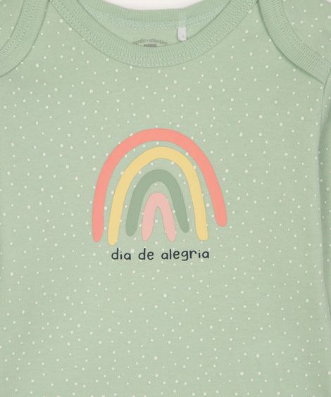 body de algodão infantil arco íris manga longa verde