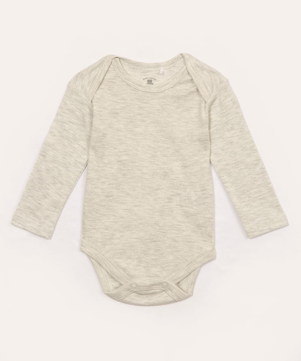 body infantil manga longa cinza
