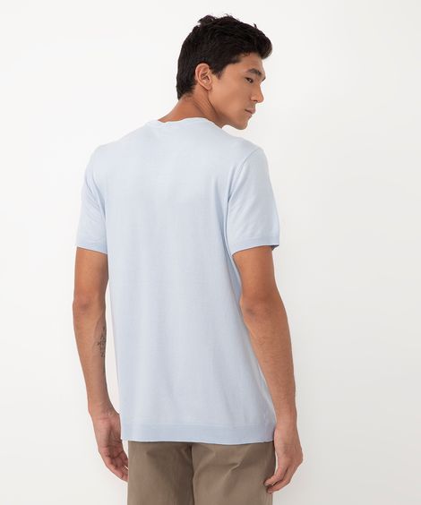 camiseta tricot leve manga curta azul claro