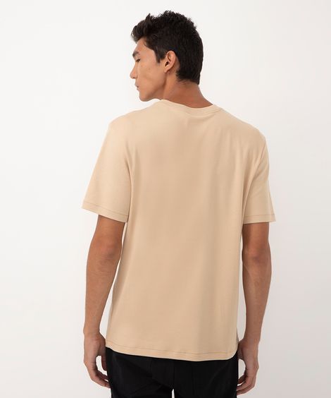 camiseta de algodão peruano bold manga curta bege