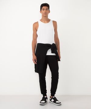 calça jogger de moletom básica com bolsos preto