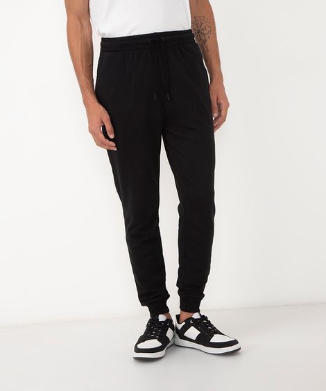 calça jogger de moletom básica com bolsos preto