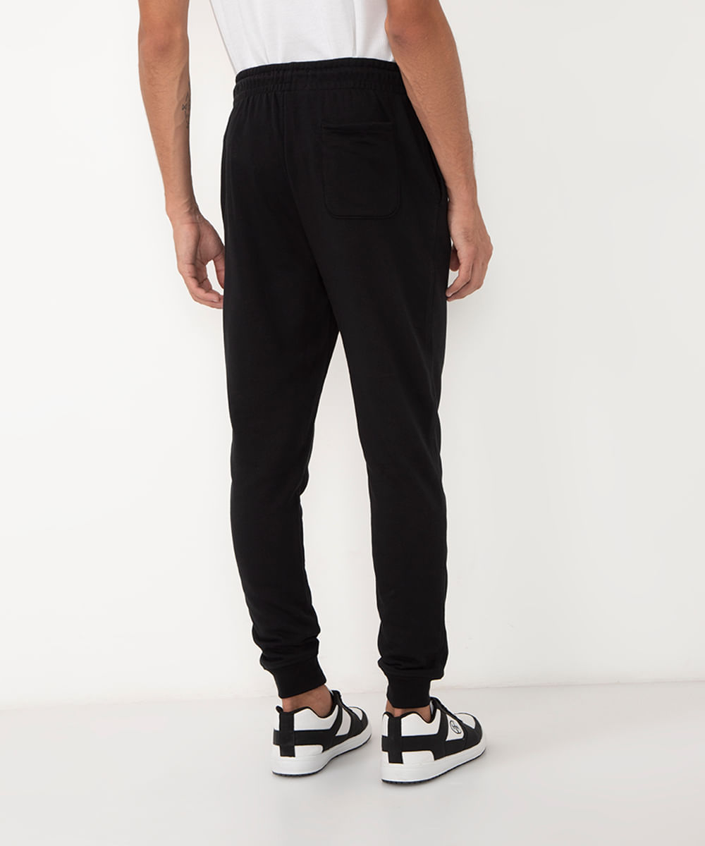 calça jogger de moletom básica com bolsos preto