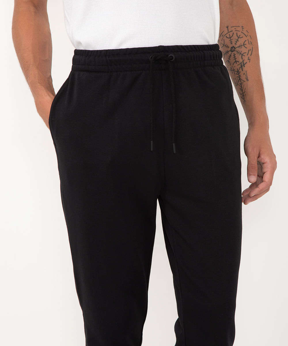 calça jogger de moletom básica com bolsos preto
