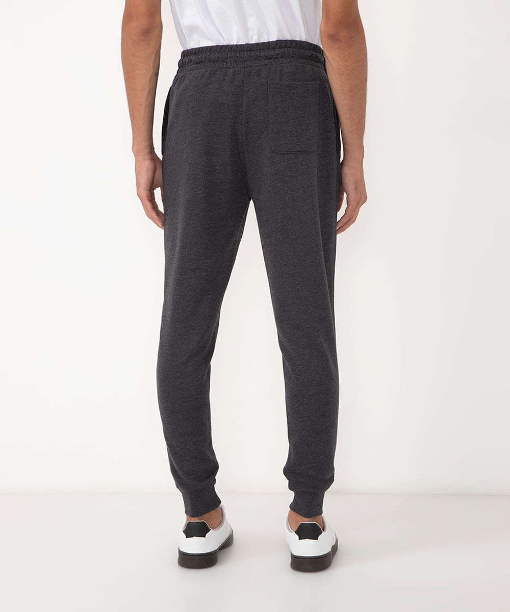 calça jogger de moletom básica com bolsos cinza