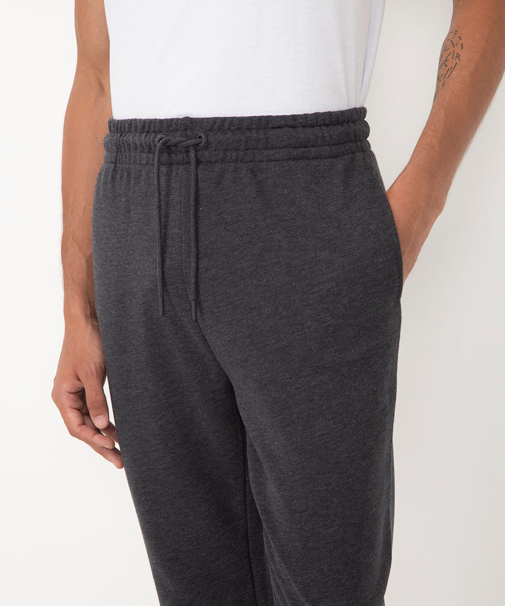 calça jogger de moletom básica com bolsos cinza