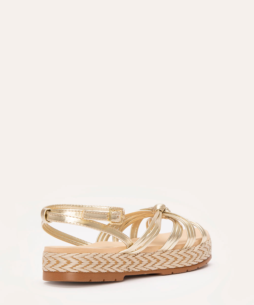 sandália infantil tressê metalizada dourado