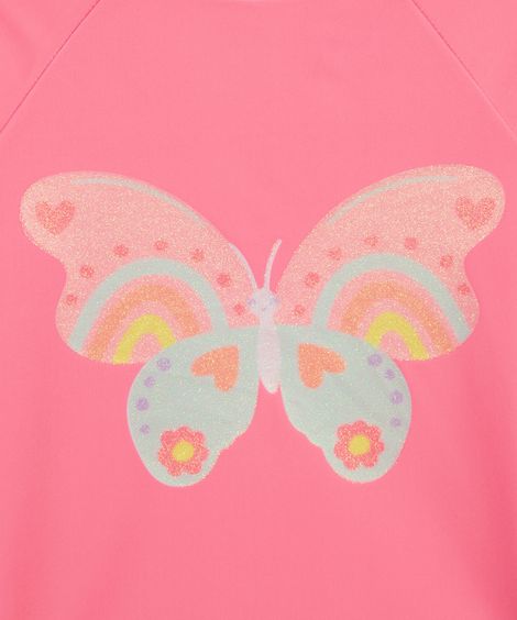 conjunto de praia infantil manga longa rosa