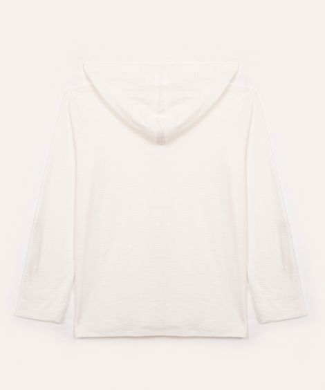 camiseta de algodão juvenil com capuz branco