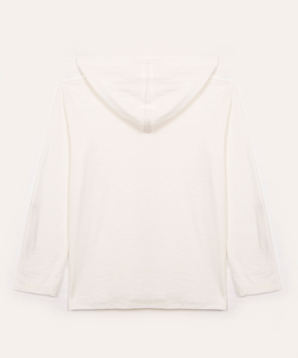 camiseta de algodão juvenil com capuz branco