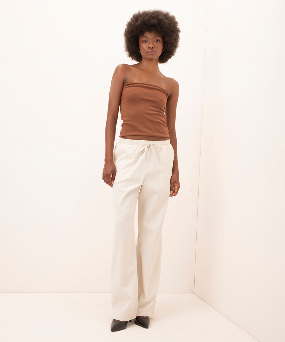 blusa decote reto sem alça mindset marrom